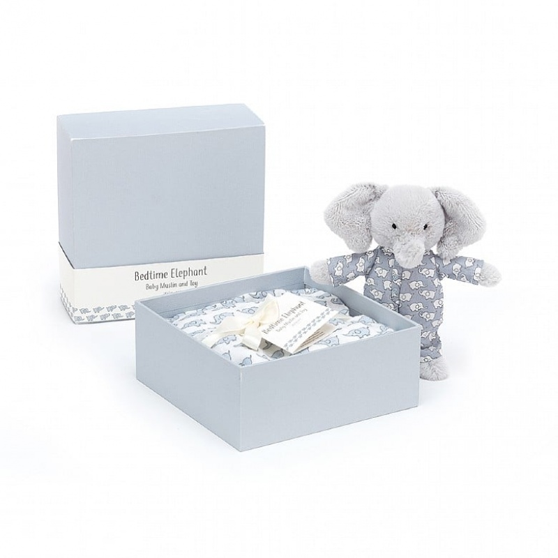 Jellycat Bedtime Elephant Gift Set 18 CM X 18 CM, Jellycat USA | BP3620871