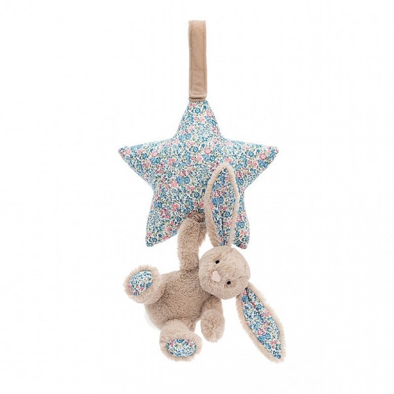 Jellycat Blossom Beige Bunny Musical Pull 28 CM X 18 CM, Jellycat USA | RC7246981