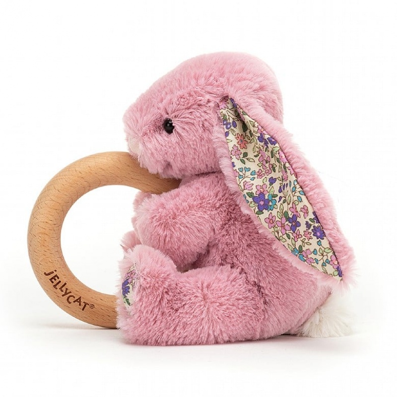 Jellycat Blossom Tulip Bunny Wooden Ring Toy 13 CM X 9 CM, Jellycat USA | RL2645980