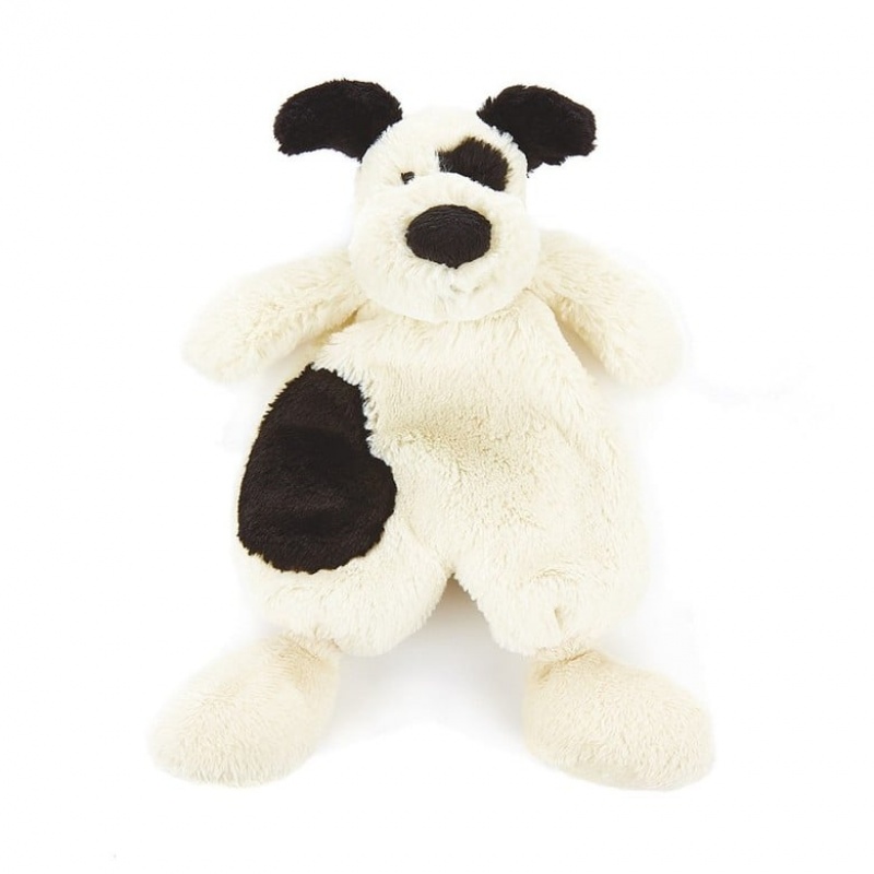 Jellycat Boubou Black and Cream Puppy Soother 22 CM, Jellycat USA | ZR9074182