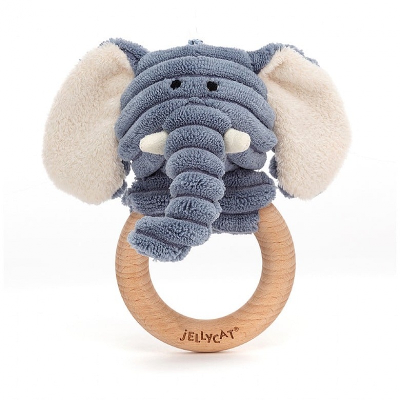 Jellycat Cordy Roy Baby Elephant Wooden Ring Toy 14 CM X 10 CM, Jellycat USA | NG5407136