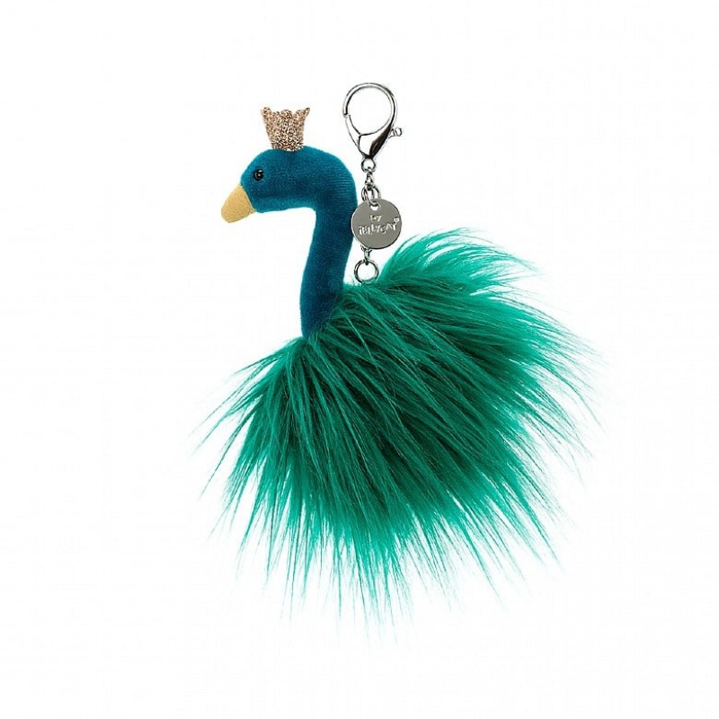 Jellycat Fancy Peacock Bag Charm 14 CM X 6 CM, Jellycat USA | EG1502489