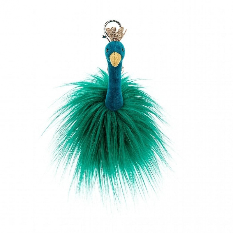 Jellycat Fancy Peacock Bag Charm 14 CM X 6 CM, Jellycat USA | EG1502489