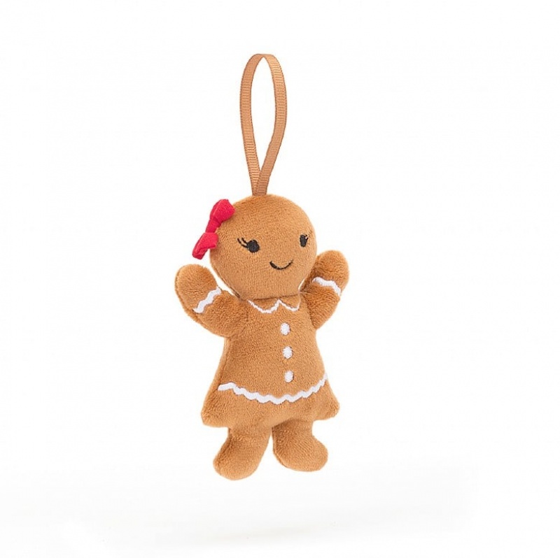 Jellycat Festive Folly Gingerbread Ruby 10 CM X 6 CM, Jellycat USA | AZ7501623