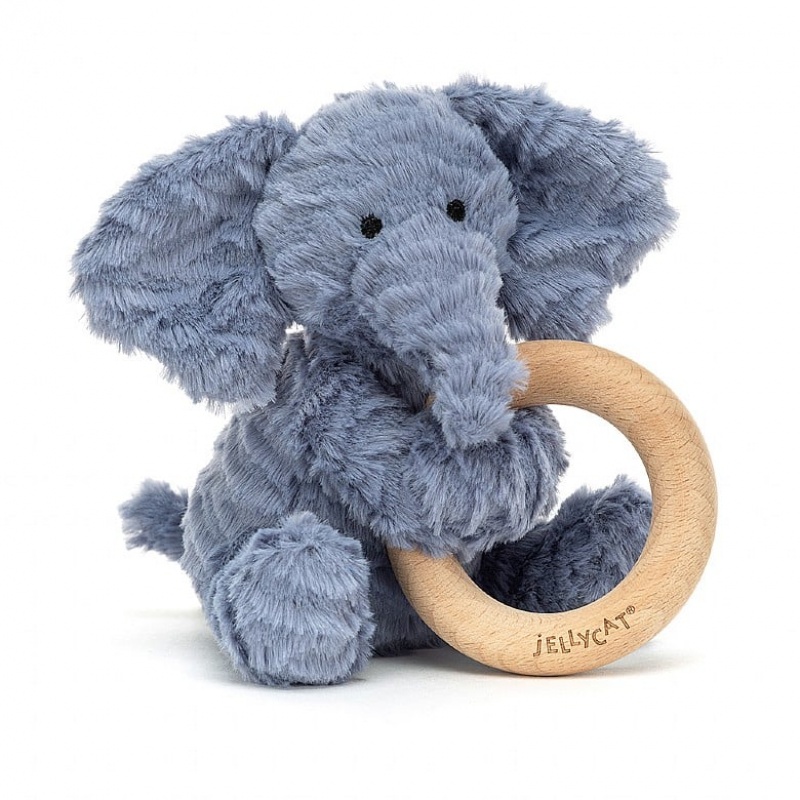 Jellycat Fuddlewuddle Elephant Wooden Ring Toy 14 CM X 10 CM, Jellycat USA | QZ1734902