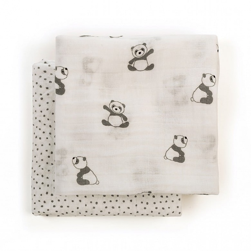 Jellycat Harry Panda Pair Of Muslins 70 CM X 70 CM, Jellycat USA | YZ2836904