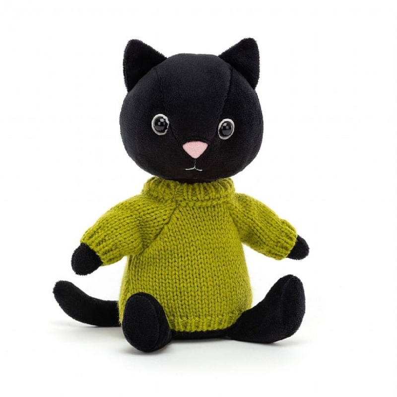 Jellycat Knitten Kitten Lime 22 CM X 8 CM, Jellycat USA | FG8014392