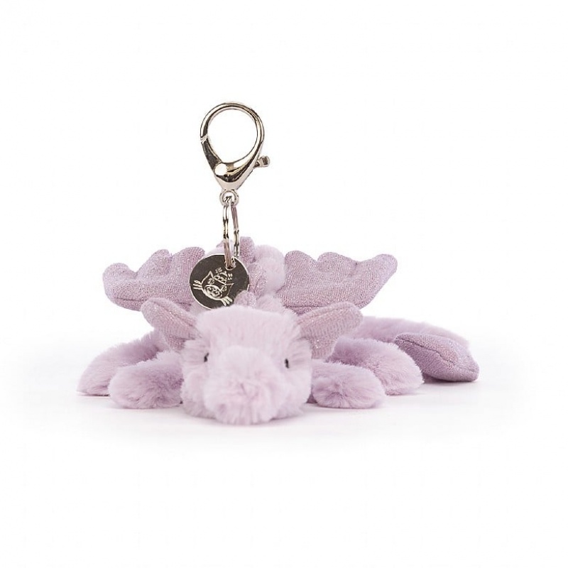 Jellycat Lavender Dragon Bag Charm 12 CM X 22 CM, Jellycat USA | QB4132709