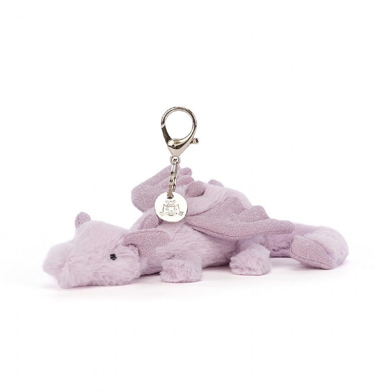 Jellycat Lavender Dragon Bag Charm 12 CM X 22 CM, Jellycat USA | QB4132709