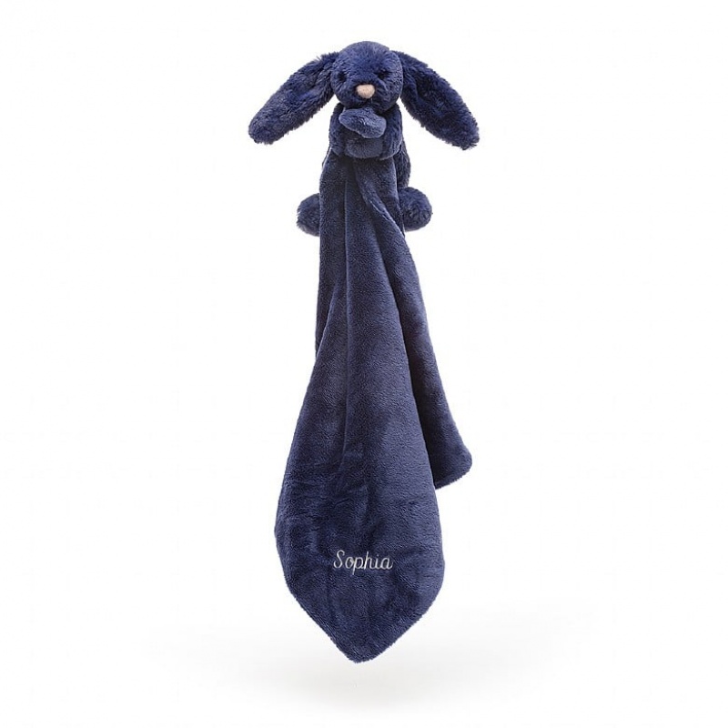 Jellycat Personalised Bashful Navy Bunny Soother 34 CM X 7 CM, Jellycat USA | AX1204569