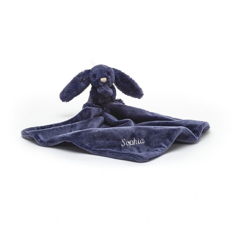 Jellycat Personalised Bashful Navy Bunny Soother 34 CM X 7 CM, Jellycat USA | AX1204569