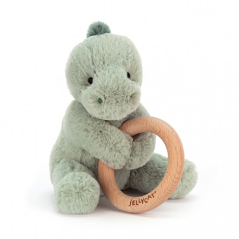 Jellycat Shooshu Dino Wooden Ring Toy 14 CM X 11 CM, Jellycat USA | UO9652083