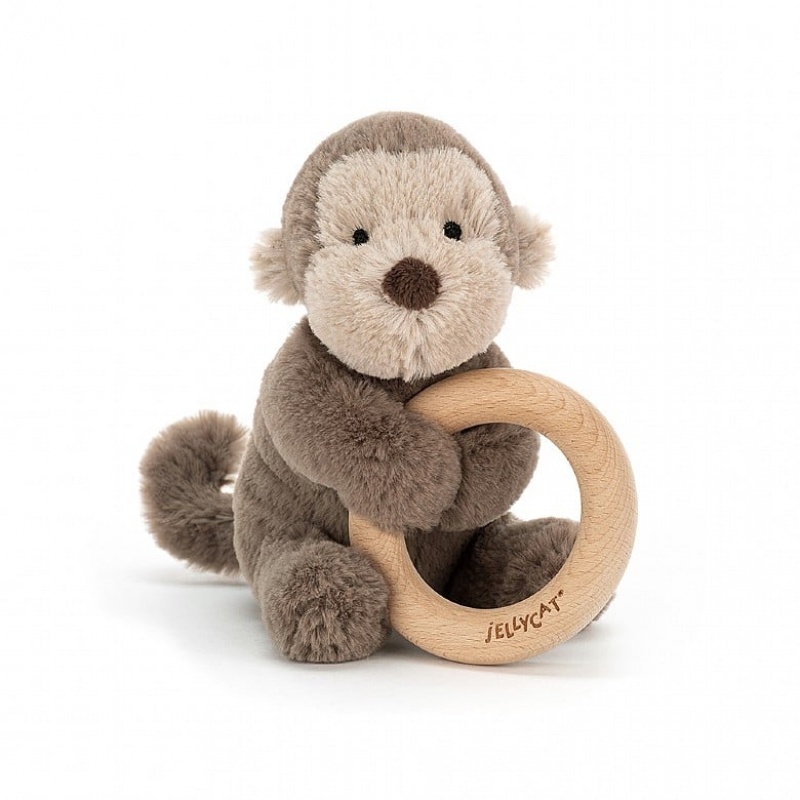 Jellycat Shooshu Monkey Wooden Ring Toy 14 CM X 11 CM, Jellycat USA | AY1536092