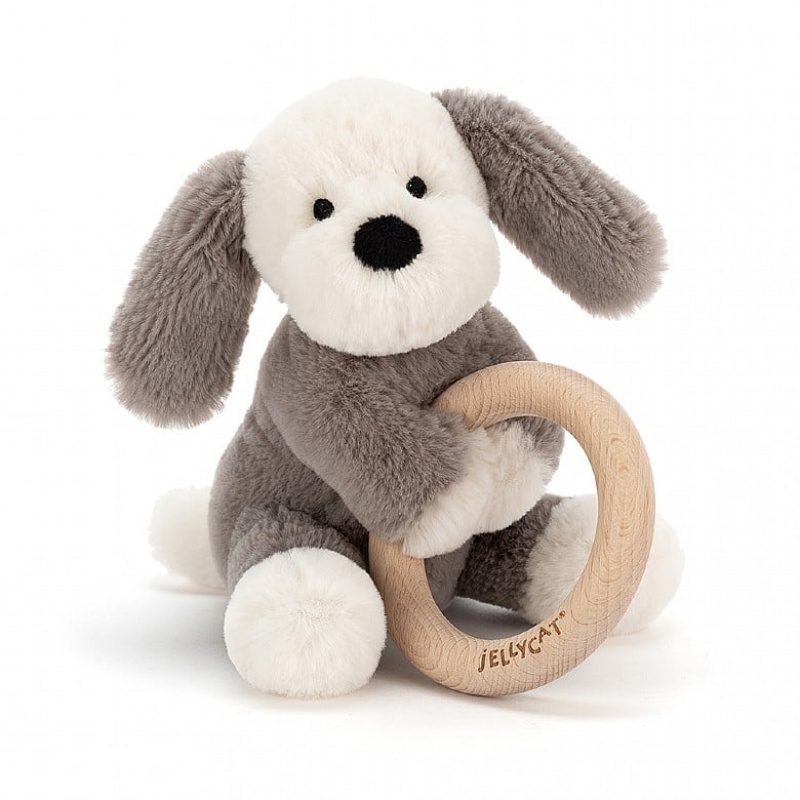 Jellycat Shooshu Puppy Wooden Ring Toy 14 CM X 11 CM, Jellycat USA | AY8350921