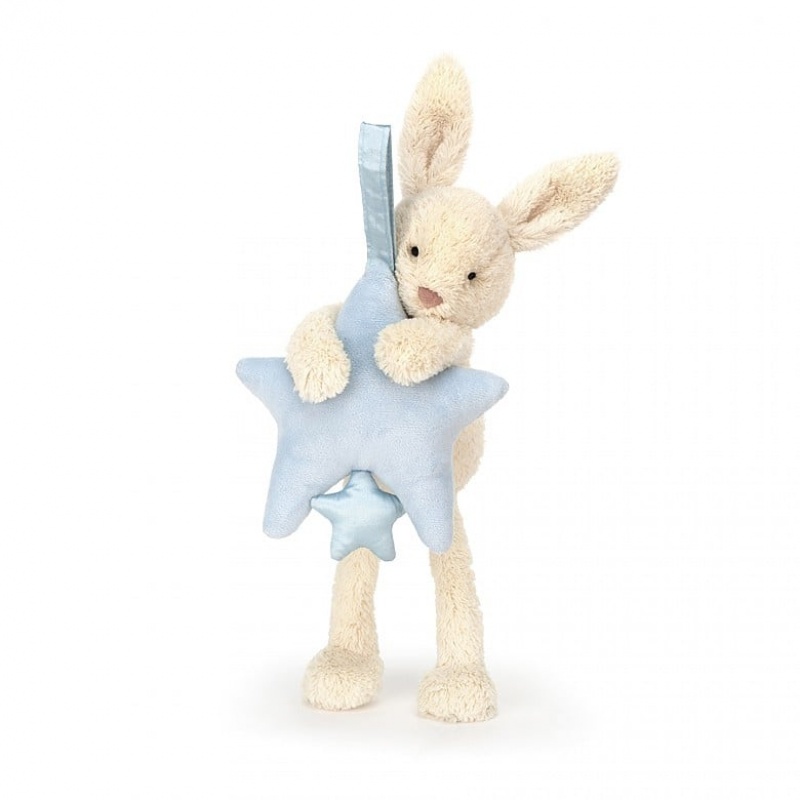 Jellycat Star Bunny Blue Musical Pull 28 CM X 7 CM, Jellycat USA | JF0762598