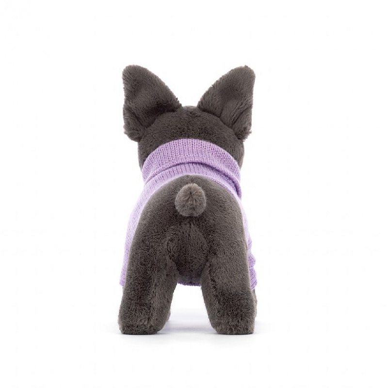 Jellycat Sweater French Bulldog Purple 17 CM X 19 CM, Jellycat USA | XE1562307