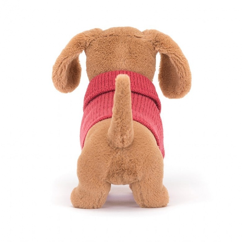 Jellycat Sweater Sausage Dog Pink 14 CM X 7 CM, Jellycat USA | XO5746812