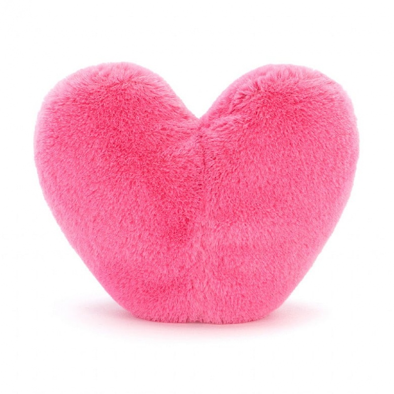 LARGE Jellycat Amuseable Hot Pink Heart 17 CM X 19 CM, Jellycat USA | NO3967504