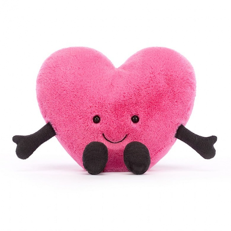 LARGE Jellycat Amuseable Pink Heart 17 CM X 19 CM, Jellycat USA | BS0973685