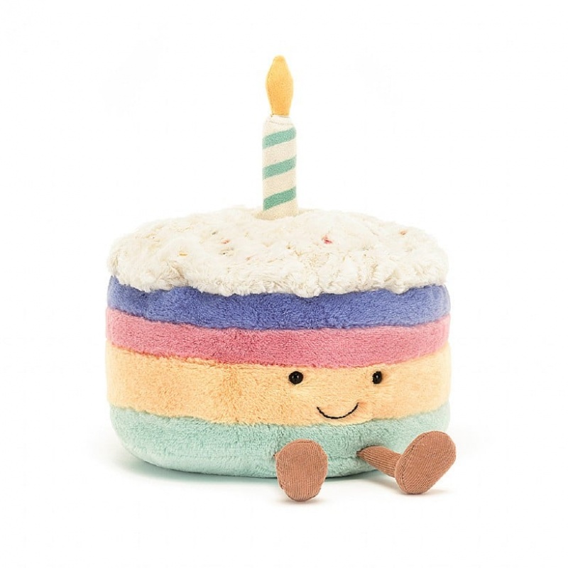 LARGE Jellycat Amuseable Rainbow Birthday Cake 26 CM X 21 CM, Jellycat USA | GL1305267