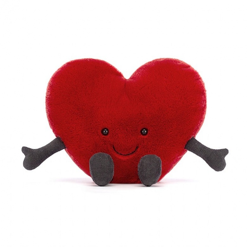 LARGE Jellycat Amuseable Red Heart 17 CM X 19 CM, Jellycat USA | YJ1524908