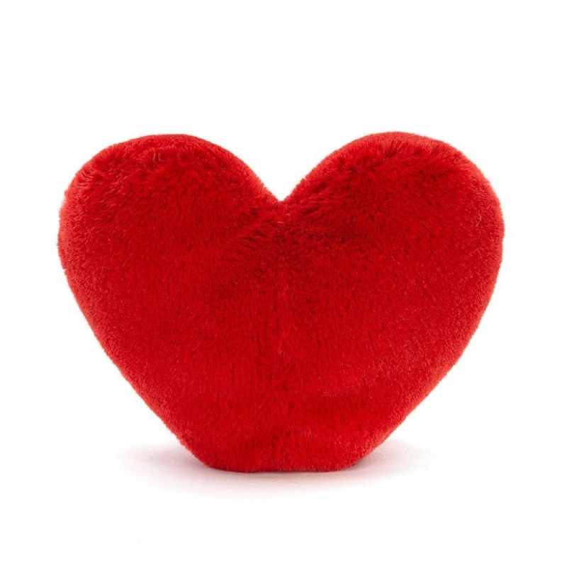 LARGE Jellycat Amuseable Red Heart 17 CM X 19 CM, Jellycat USA | VU8437196