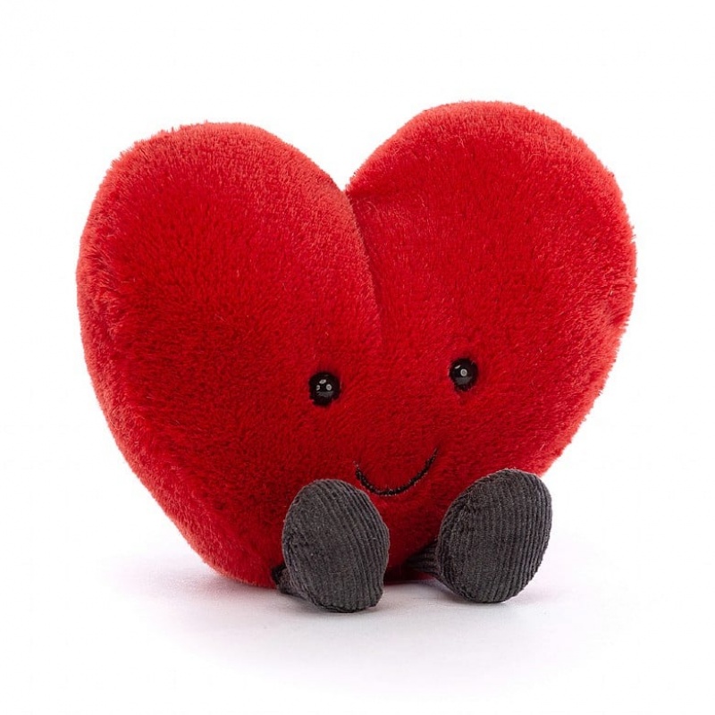 LARGE Jellycat Amuseable Red Heart 17 CM X 19 CM, Jellycat USA | VU8437196