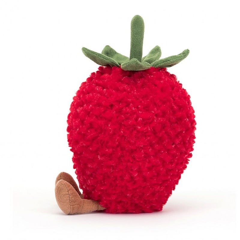 LARGE Jellycat Amuseable Strawberry 20 CM X 13 CM, Jellycat USA | QI7164805