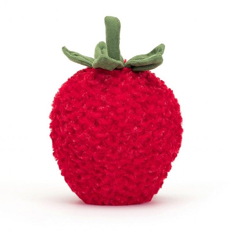 LARGE Jellycat Amuseable Strawberry 20 CM X 13 CM, Jellycat USA | QI7164805