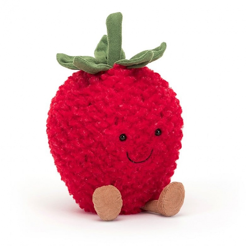 LARGE Jellycat Amuseable Strawberry 20 CM X 13 CM, Jellycat USA | QI7164805