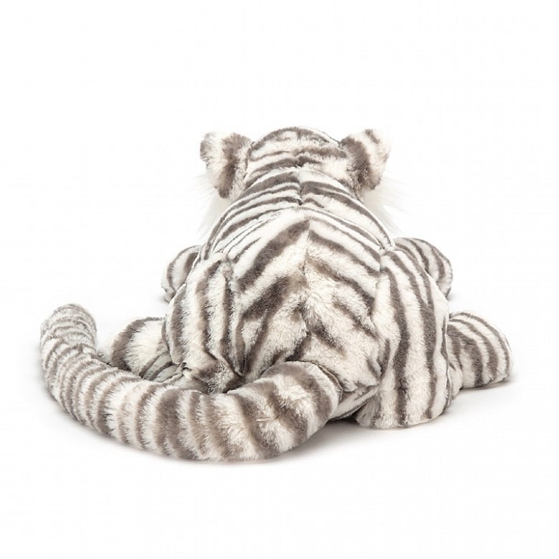 LARGE Jellycat Sacha Snow Tiger 12 CM X 46 CM, Jellycat USA | MG2765394