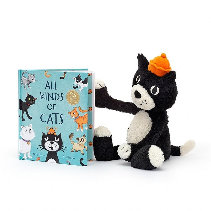 MEDIUM Jellycat All Kinds of Cats Book and Jellycat Jack, Jellycat USA | BT2039814