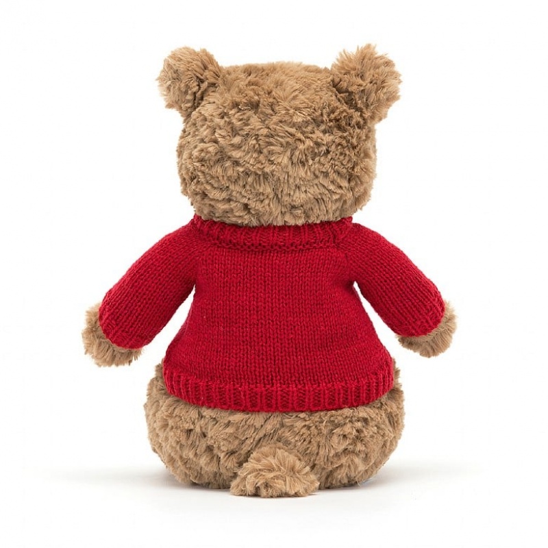 MEDIUM Jellycat Bartholomew Bear with Personalised Red Jumper 28 CM X 12 CM, Jellycat USA | RW8167039