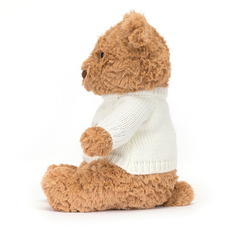 MEDIUM Jellycat Bartholomew Bear with Personalised Cream Jumper 28 CM X 12 CM, Jellycat USA | NQ0379168