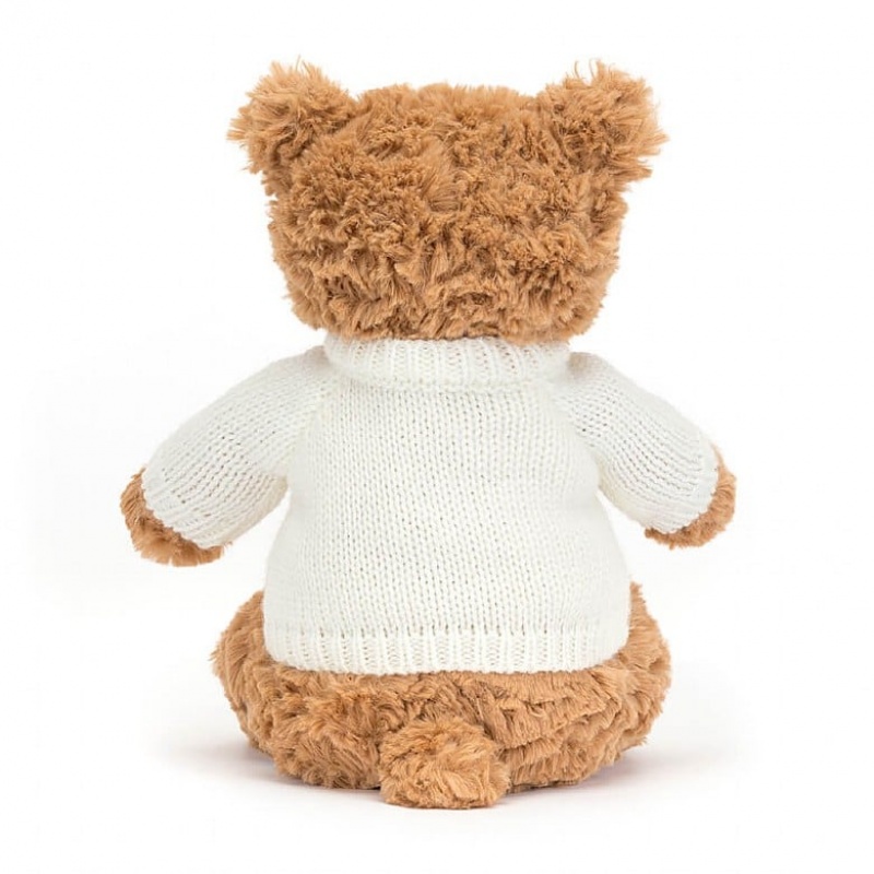 MEDIUM Jellycat Bartholomew Bear with Personalised Cream Jumper 28 CM X 12 CM, Jellycat USA | NQ0379168