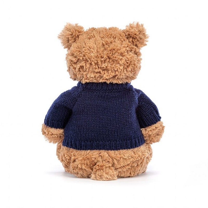 MEDIUM Jellycat Bartholomew Bear with Personalised Navy Jumper 28 CM X 12 CM, Jellycat USA | PQ5261873