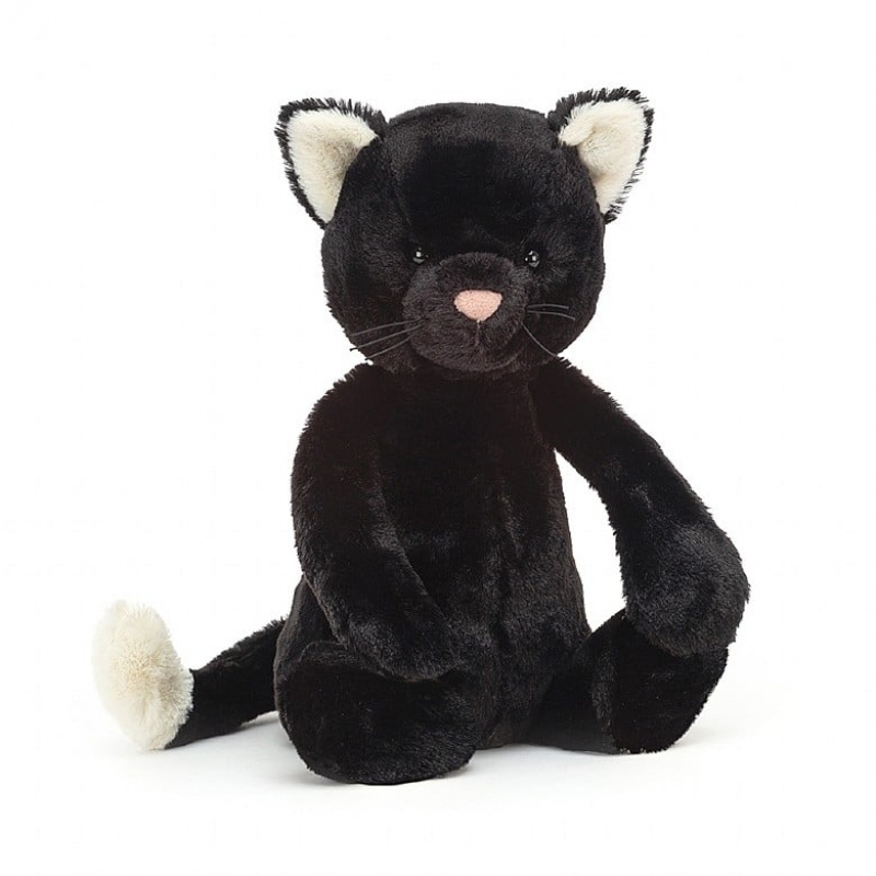 MEDIUM Jellycat Bashful Black Kitten 31 CM X 12 CM, Jellycat USA | RF5873046