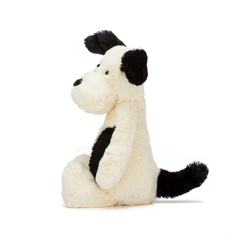 MEDIUM Jellycat Bashful Black & Cream Puppy 31 CM X 12 CM, Jellycat USA | XA4298031