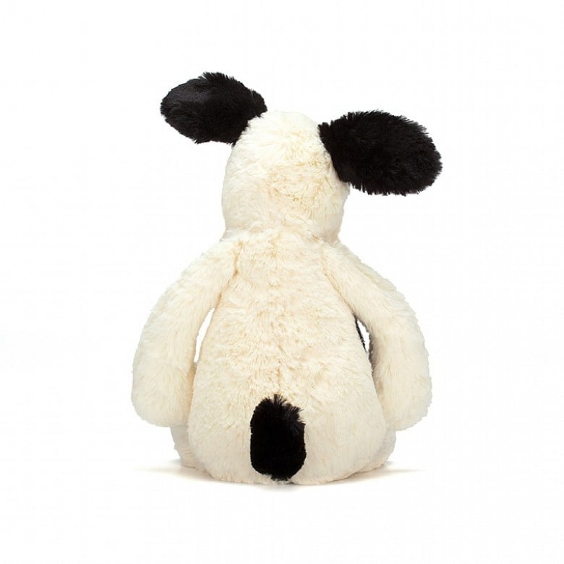 MEDIUM Jellycat Bashful Black & Cream Puppy 31 CM X 12 CM, Jellycat USA | XA4298031