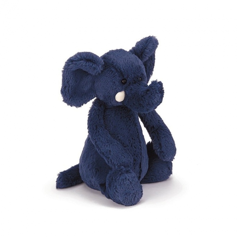 MEDIUM Jellycat Bashful Blue Elephant 31 CM, Jellycat USA | GU4138625