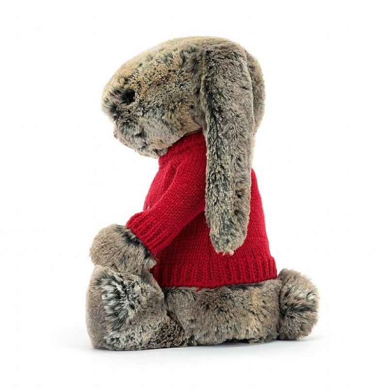 MEDIUM Jellycat Bashful Cottontail Bunny with Personalised Red Jumper 31 CM X 12 CM, Jellycat USA | HC6218573