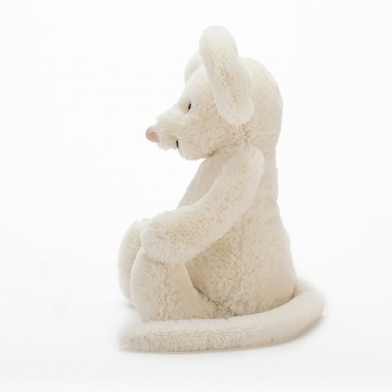 MEDIUM Jellycat Bashful Cream Mouse 31 CM X 12 CM, Jellycat USA | AN9325874