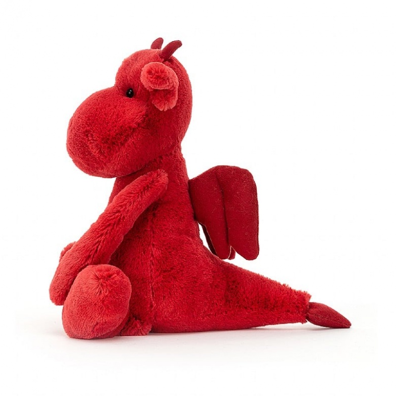 MEDIUM Jellycat Bashful Red Dragon 31 CM X 12 CM, Jellycat USA | VL0286913