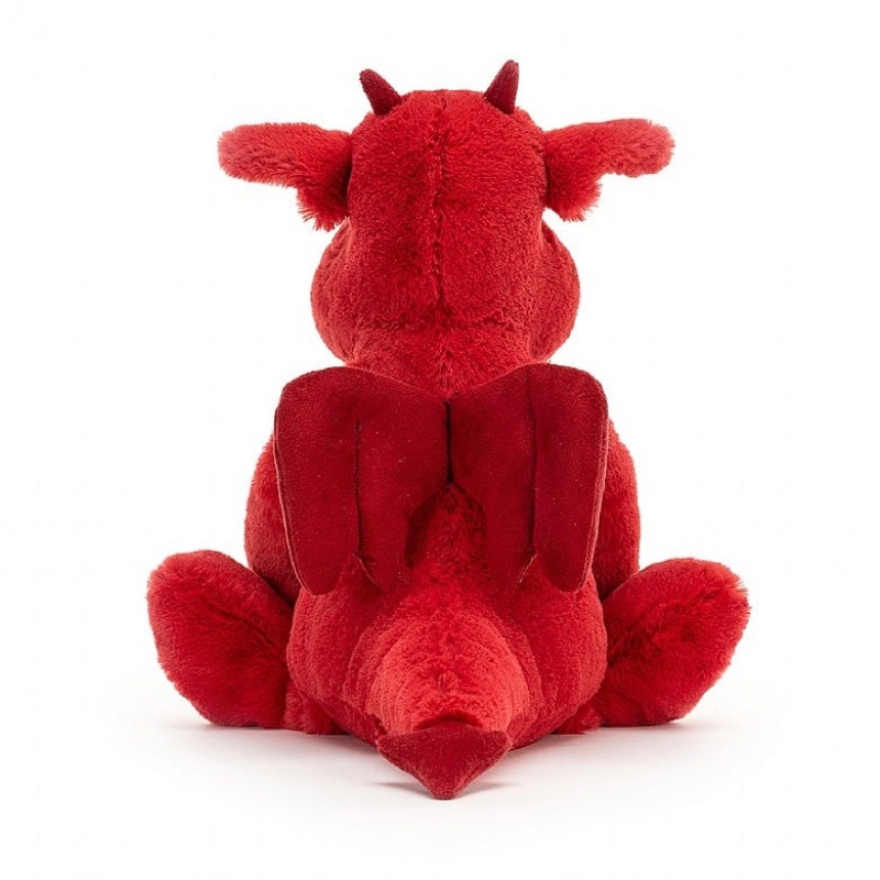 MEDIUM Jellycat Bashful Red Dragon 31 CM X 12 CM, Jellycat USA | VL0286913