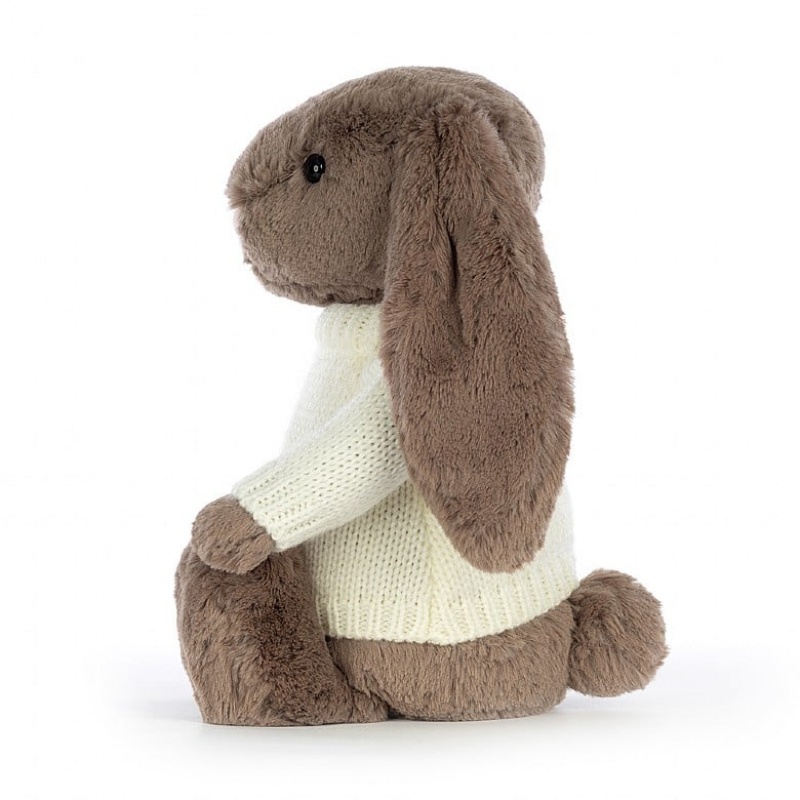 MEDIUM Jellycat Bashful Truffle Bunny with Personalised Cream Jumper 31 CM X 12 CM, Jellycat USA | CO2384509