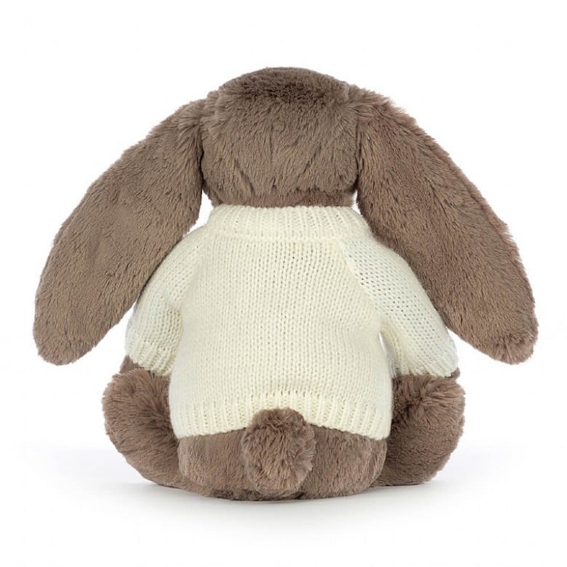 MEDIUM Jellycat Bashful Truffle Bunny with Personalised Cream Jumper 31 CM X 12 CM, Jellycat USA | CO2384509