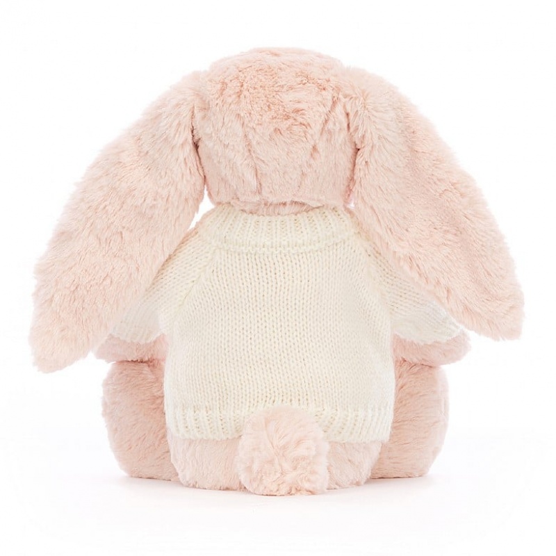 MEDIUM Jellycat Blossom Blush Bunny with Personalised Cream Jumper 31 CM X 12 CM, Jellycat USA | ZK0239741