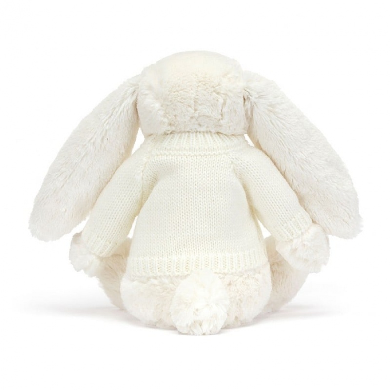 MEDIUM Jellycat Blossom Cream Bunny with Personalised Cream Jumper 31 CM X 12 CM, Jellycat USA | HN1725460