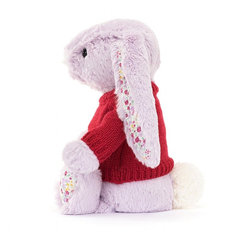 MEDIUM Jellycat Blossom Jasmine Bunny with Personalised Red Jumper 31 CM X 12 CM, Jellycat USA | US0637521