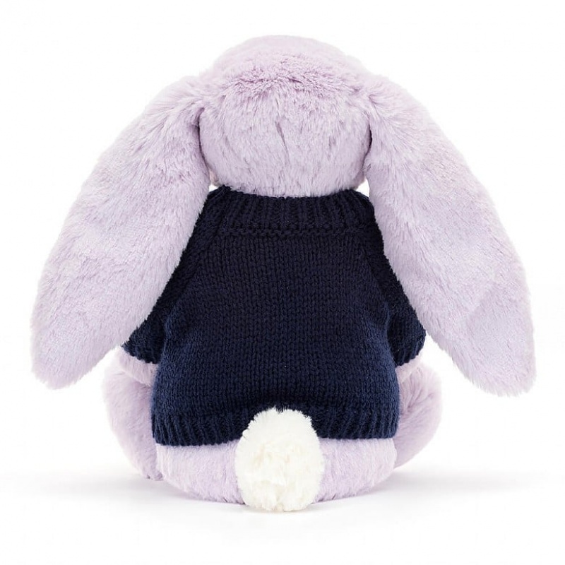 MEDIUM Jellycat Blossom Jasmine Bunny with Personalised Navy Jumper 31 CM X 12 CM, Jellycat USA | ET2531704